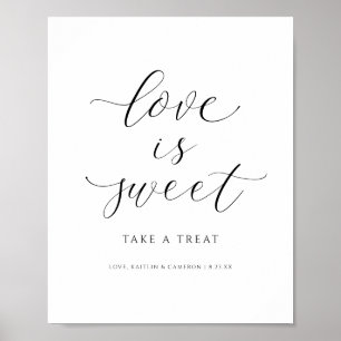 Poster Panneau de dessert de mariage L'amour est doux buf