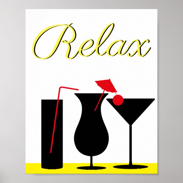 Poster Panneau de détente Jaune et Noir pour cuisine (Devant)