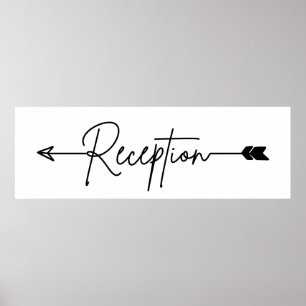 Poster Panneau de direction de réception, panneau fléché 