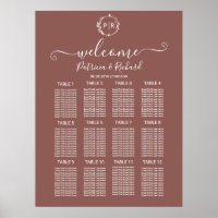 Panneau de disposition de mariage à monogramme en