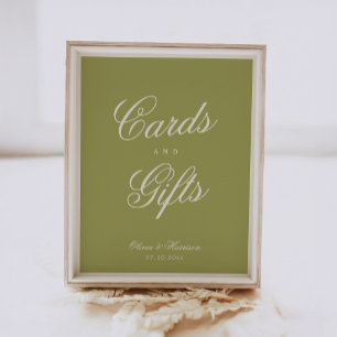 Poster Panneau de don de mariage de jardin vert olive cal