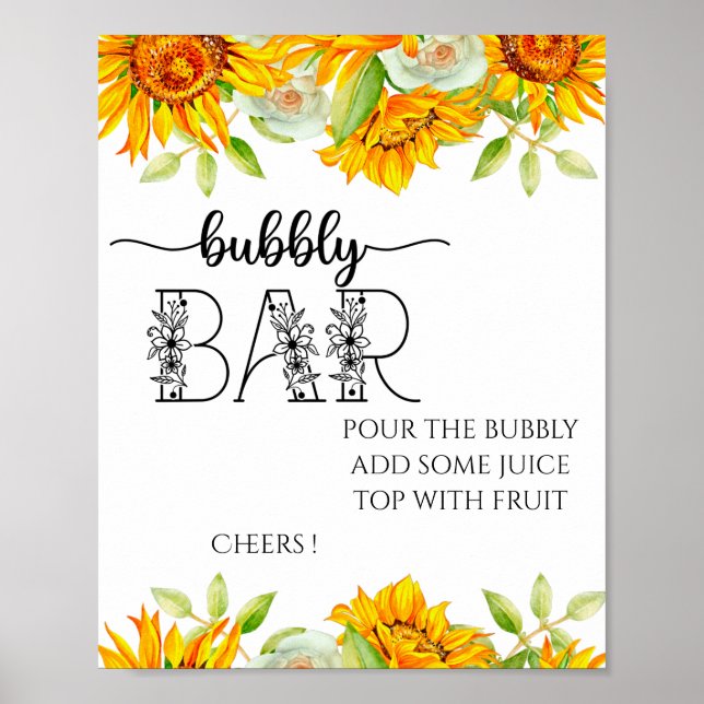 Poster Panneau de douche à bulles de tournesol (Devant)