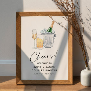 Poster Panneau de douche CRISTAL Bubbles and Brews Couple