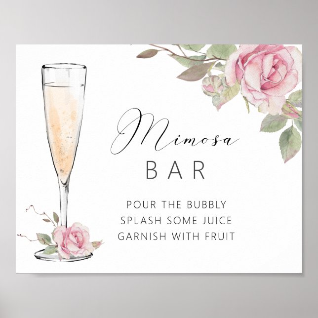 Poster Panneau de douche de bar Mimosa à rose rose (Devant)