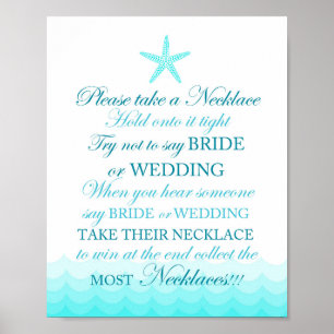 Poster Panneau de douche nuptiale à thème plage 8x10"