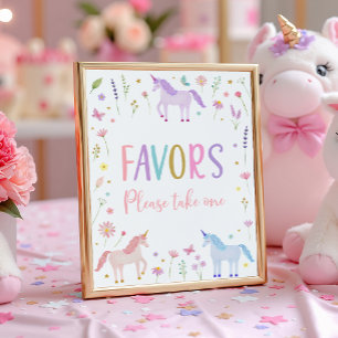 Poster Panneau de faveur d'anniversaire pastel rose Unico