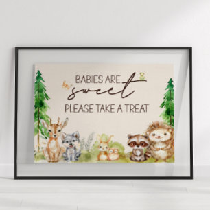 Poster Panneau de Faveur de Baby Shower Bohème Animaux de