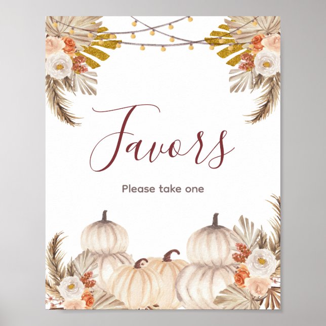 Poster Panneau de faveur de peinture à l'aquarelle floral (Devant)