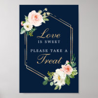 Panneau de Faveurs Bleu Nuit Doré Love Is Sweet