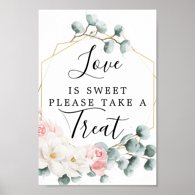 Poster Panneau de faveurs d'amour de verdure florale est  (Devant)