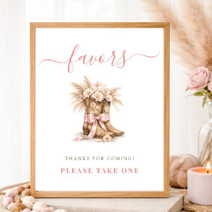 Poster Panneau de Faveurs de Baby Shower Fille : Bottes W