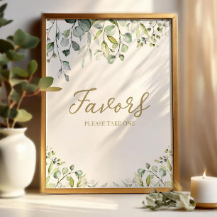 Poster Panneau de Faveurs de Calligraphie Eucalyptus Verd