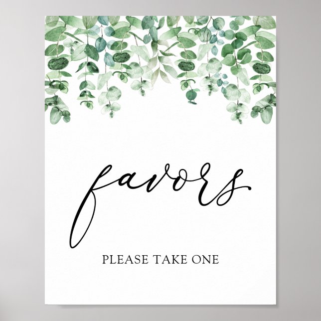Poster Panneau de faveurs de eucalyptus et verdure (Devant)