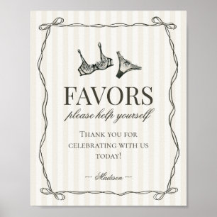 Poster Panneau de faveurs de fête de bachelorette en ling