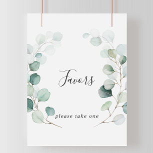 Poster Panneau de faveurs de feuillage d'eucalyptus vert 