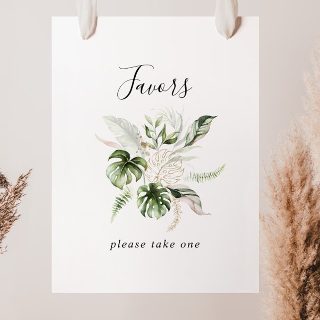 Poster Panneau de Faveurs de Feuillage Tropical Doré (Créateur téléchargé)