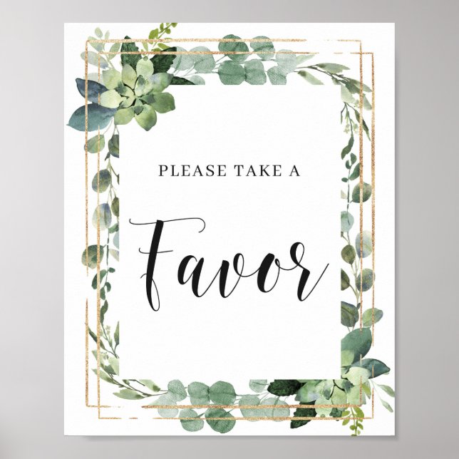 Poster Panneau de Faveurs de Feuilles Florales Succulente (Devant)