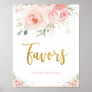 Poster Panneau de Faveurs de Rose Pâle Floral Élégant ave