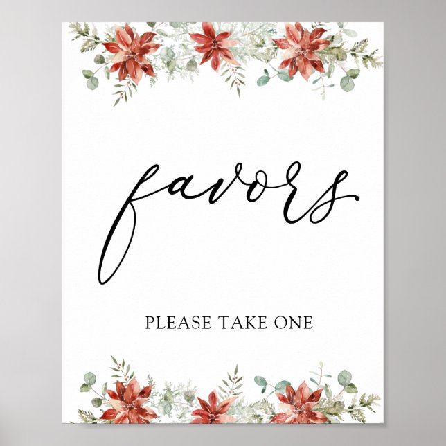 Poster Panneau de Faveurs de Verdure d'Hiver Poinsettias (Devant)