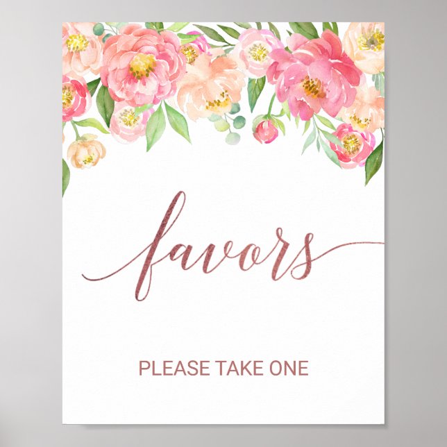 Poster Panneau de Faveurs Fleurs de Pivoine Rose et Pêche (Devant)