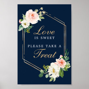 Poster Panneau de Faveurs Navy Blue Gold Blush Love Is Sw