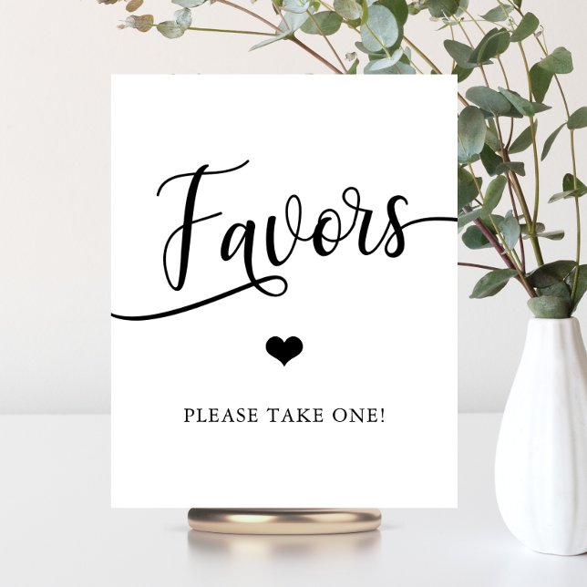 Poster Panneau de FAVORS de mariage élégant simple (Simple Elegant Wedding Shower FAVORS Sign)