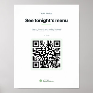 Poster Panneau de fenêtre de code QR pour les restaurants