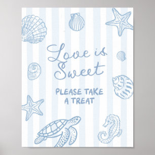 Poster Panneau de fête amour est doux bleu gribouillé à l