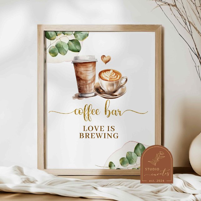 Poster Panneau de fête Café Bar Love est en train de bras (Créateur téléchargé)