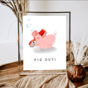 Poster Panneau de fête cochons
