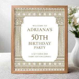 Poster Panneau de fête d'anniversaire élégant avec élémen