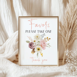 Poster Panneau de Fête de Bébé Fleurs de Printemps et d'A