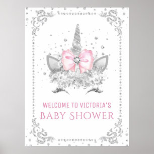 Poster Panneau de Fête de Bébé Licorne