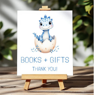 Poster Panneau de Fête de Bébé Livres et Cadeaux Dinosaur
