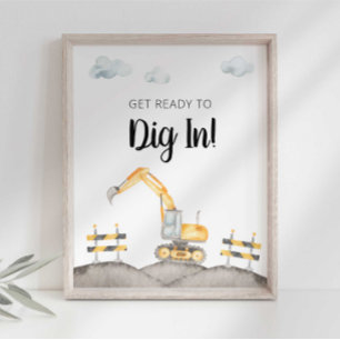 Poster Panneau de fête de camion de construction