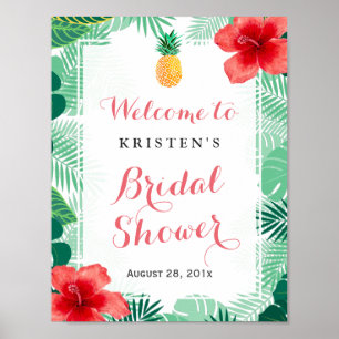 Poster Panneau de Fête de Fiançailles Tropical Hibiscus A