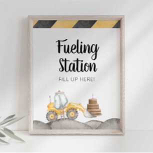 Poster Panneau de fête de la station d'essence de camion