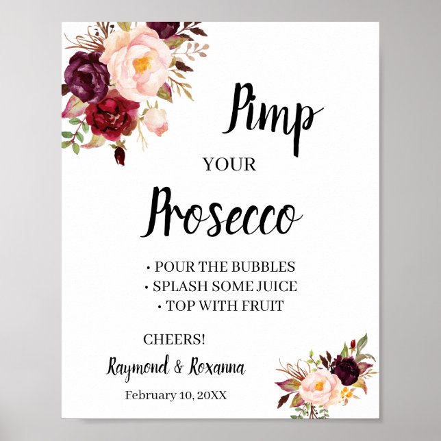 Poster Panneau de Fête de Mariage MarsalaFlower Pimp your (Devant)