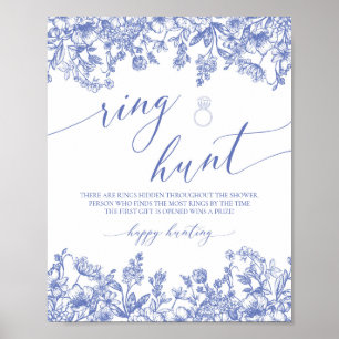 Poster Panneau de Fête des mariées Blue Floral Ring