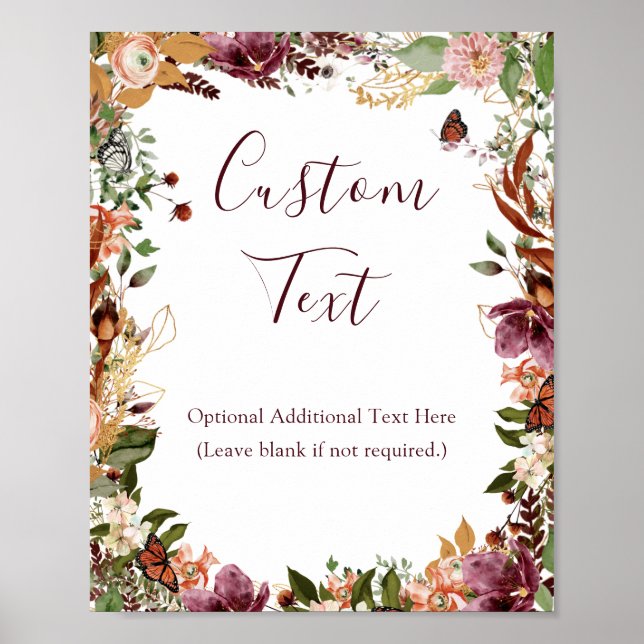 Poster Panneau de Fête des mariées botanique rustique Aut (Devant)