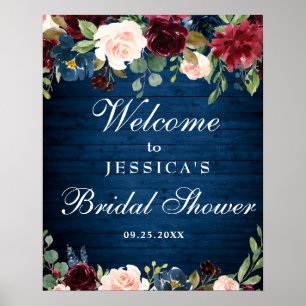 Poster Panneau de Fête des mariées de bienvenue Florale d