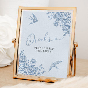 Poster Panneau de Fête des mariées Dusty Blue Chinoiserie