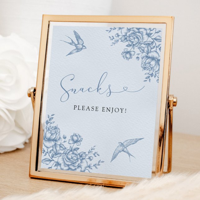 Poster Panneau de Fête des mariées Dusty Blue Chinoiserie (Créateur téléchargé)