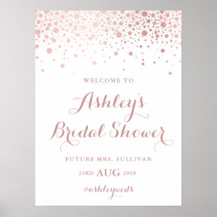 Poster Panneau de Fête des mariées Faux Rose Gold Foil Co