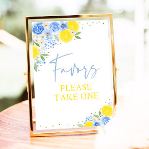 Poster Panneau de Fête des mariées Fleur Bleue Citron Fav