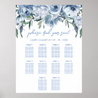 Panneau de Fête des mariées florale bleu poussiére