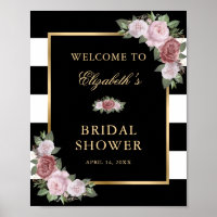 Panneau de Fête des mariées florale Noir Blanc