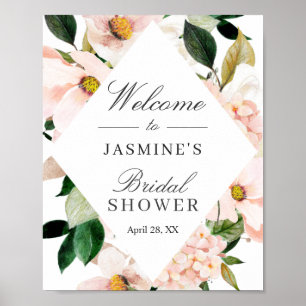 Poster Panneau de Fête des mariées Florale rose pâle Hydr
