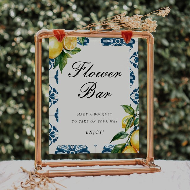 Poster Panneau de Fête des mariées Flower Bar Lemon Posit (Créateur téléchargé)