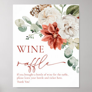 Poster Panneau de Fête des mariées Red Winter Wine Raffle